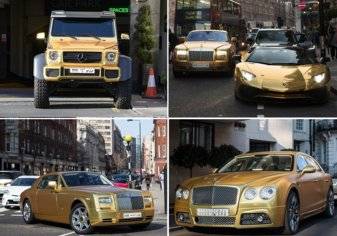 سعودي يصطحب أسطول سياراته الذهبية في رحلة سياحية الي لندن