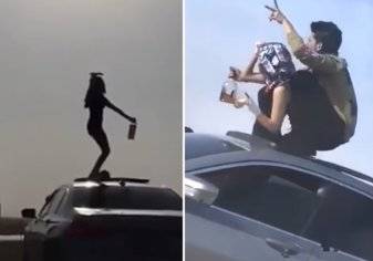فيديو صادم: خمر ورقص على سقف سيارة بشوارع الرياض