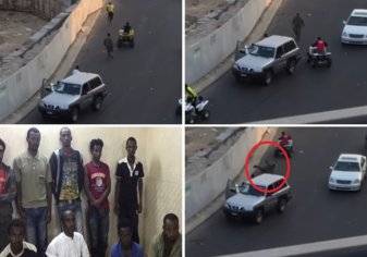 شاهد صور و فيديو العصابة الافريقية التي دهست رجل الأمن في جدة