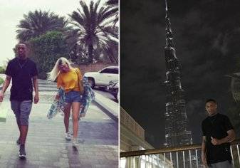 بالصور.. نجم مانشستر يونايتد وصديقته على شواطئ دبي
