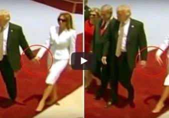 بالفيديو...دونالد ترامب بموقف محرج بسبب زوجته ولماذا ضربته؟