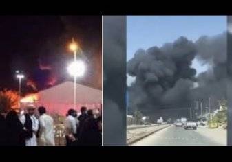 شاهد.. اندلاع حريق ضخم في العاصمة السعودية