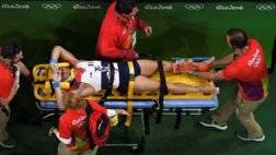 اصابة مروعة للاعب جمباز في اولمبياد ريو