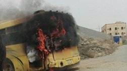 النيران تلتهم حافلة نقل طلاب في جازان