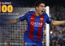 برشلونة يحتفي بأهداف سواريز الـ 100